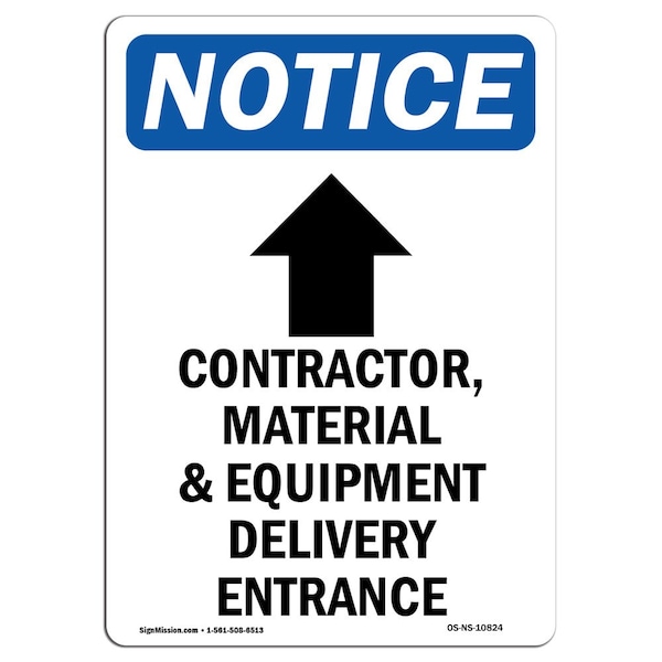 Signmission OSHA Sign, 14" H, Rigid Plastic, Contractor Material Sign With Symbol, Portrait, 1014-V-10824 OS-NS-P-1014-V-10824 - main